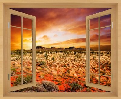 Фотообои с окном Закат в саванне